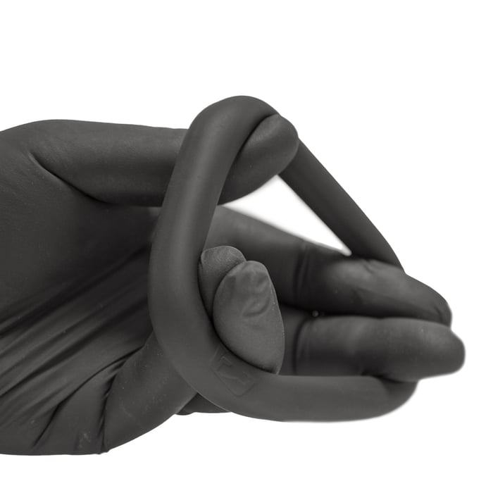 Schwarzer Silikon Powerring - dehnbarer Cockring für Männer