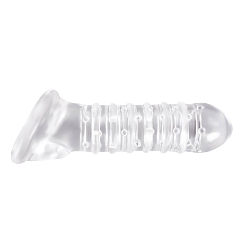 Ribbed Sleeve Clear Penishülle & Masturbator Ribbed Sleeve Clear Masturbator und Penishülle, Detailansicht Rillenstruktur