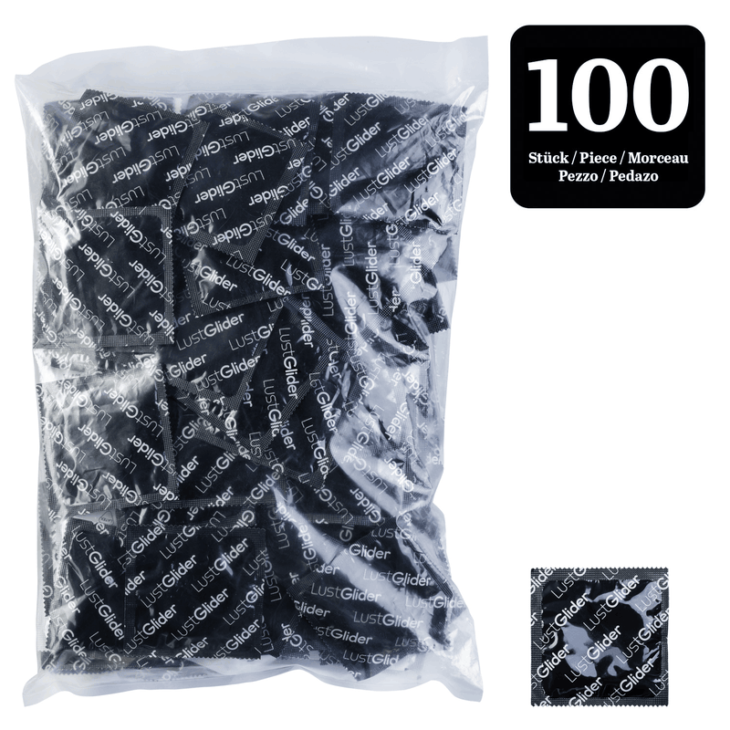 LustGlider Kondome Extra-Stark 100er, Großpackung Kondome Frontansicht