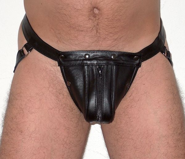 Leather Double Pouch Cockring String