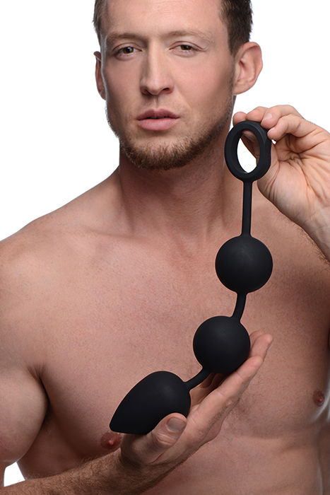 cockring-analkugeln-extrem Ball Chain Extreme mit schweren Analbällen Ø 6 cm - Cockring Detail