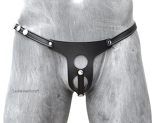 satyr-lederstring-088 BDSM Lederstring Satyr mit Hodenteiler - Hauptansicht