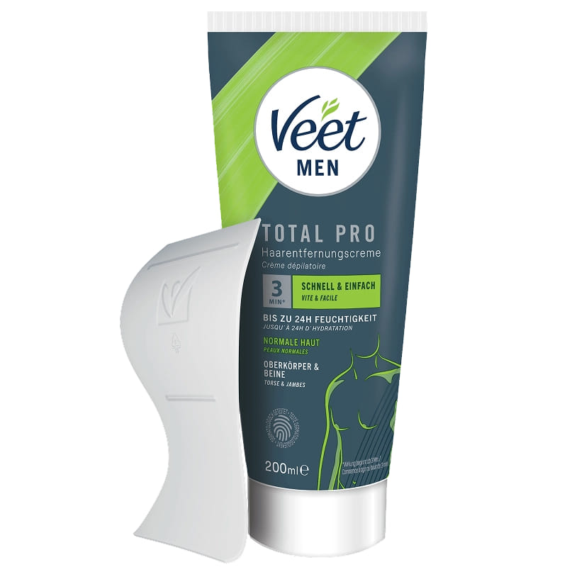 Veet Men Total Pro Haarentfernungscreme 200ml - Tube mit Spatel