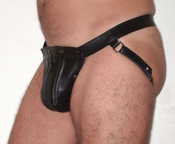 Leather Double Pouch Cockring String