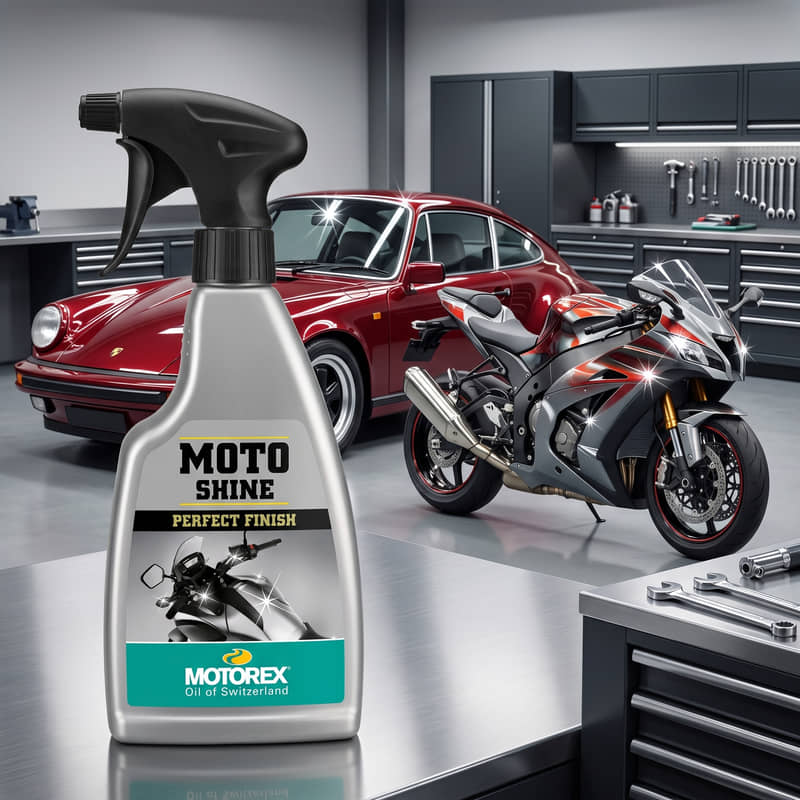 Motorex Moto Shine Finish Spray, Dose Seitenansicht